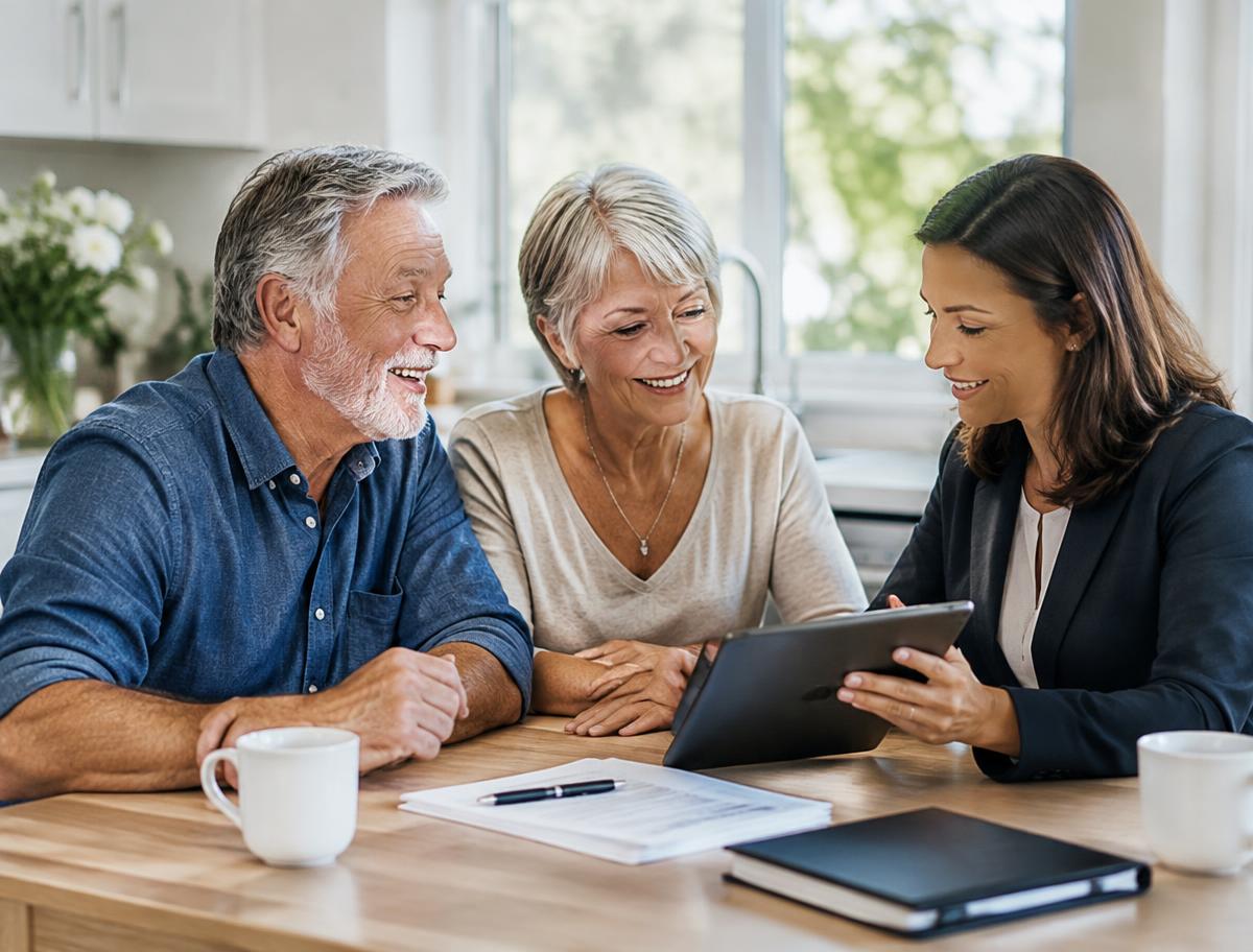 Couple de seniors conseillé pour leur assurance